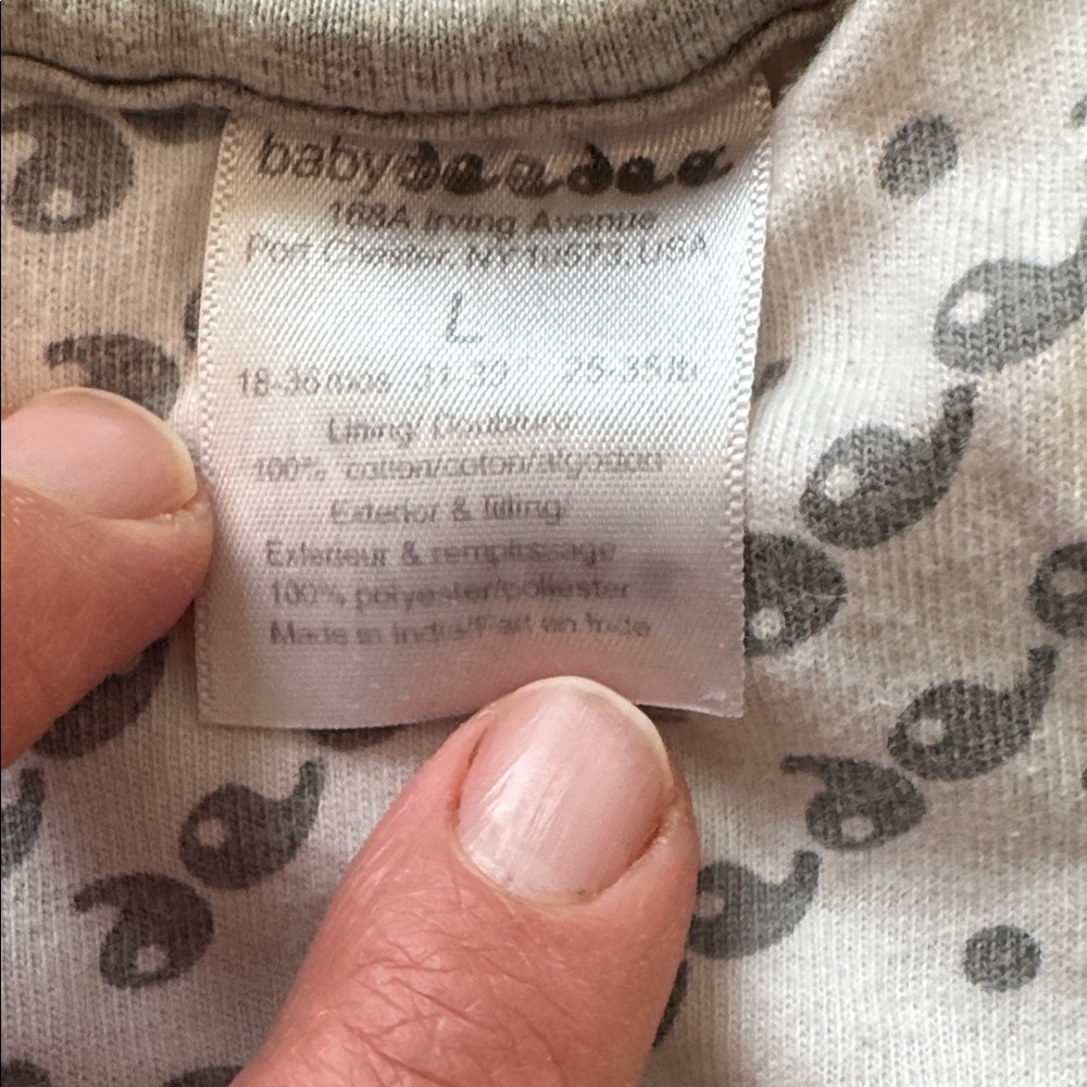 Baby Deedee Size Large Sleep Sacks - 2 light Gray with gray zipper, 1